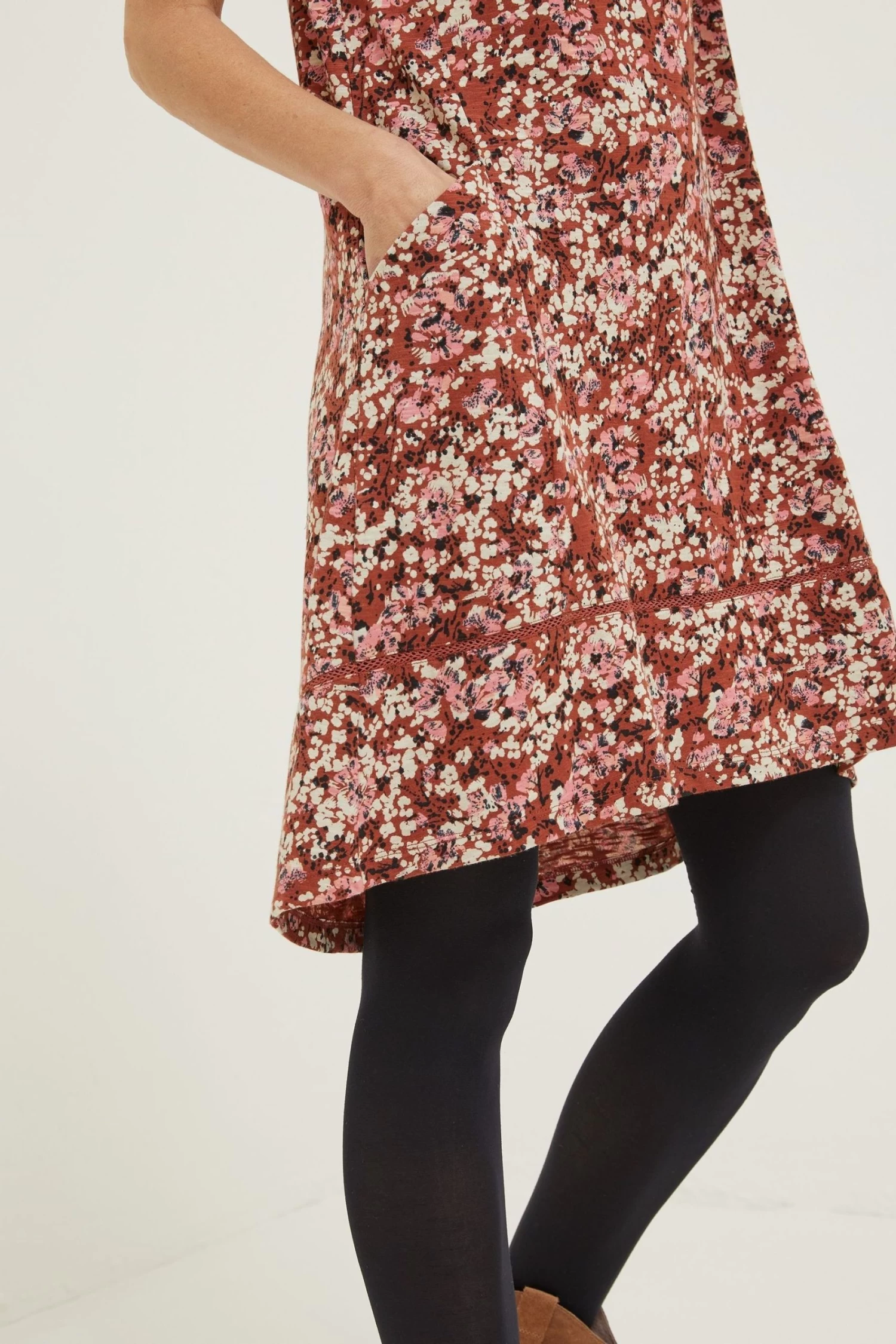 FatFace Simone Blush Jersey Brown Dress 6 FatFace Simone Blush Jersey Brown Dress - Image 4