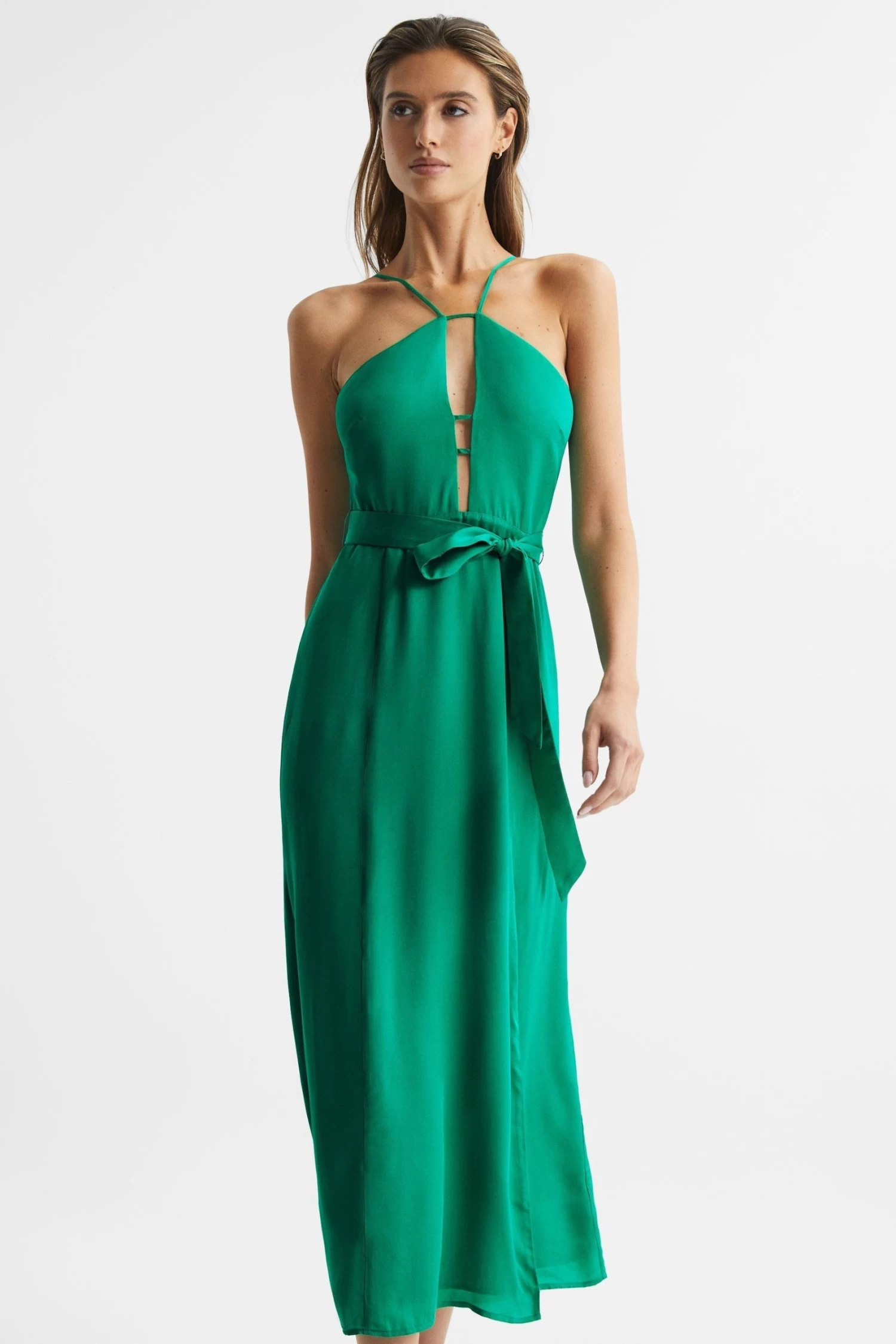 Reiss Arianna Halter Neck Belted Midi Dress 6 Reiss Arianna Halter Neck Belted Midi Dress - Image 4