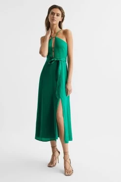 Reiss Arianna Halter Neck Belted Midi Dress 15 Reiss Arianna Halter Neck Belted Midi Dress -Fashion Women D57 959s7
