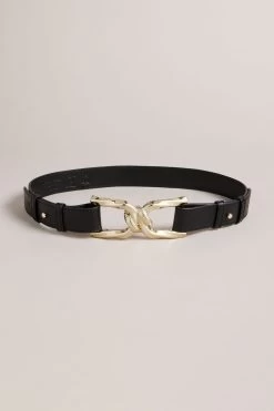 Ted Baker Chelt Black Twisted Buckle Belt