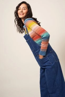 White Stuff Blue Kelly Wide Leg Dungarees -Fashion Women D58694s3