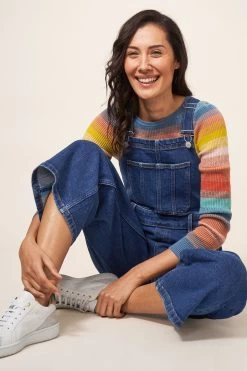 White Stuff Blue Kelly Wide Leg Dungarees -Fashion Women D58694s4