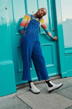 White Stuff Blue Kelly Wide Leg Dungarees -Fashion Women D58694s5