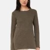 Jigsaw Brown Linen Cotton Crew Neck Jumper -Fashion Women D60 476s