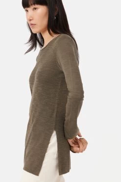 Jigsaw Brown Linen Cotton Crew Neck Jumper -Fashion Women D60 476s3