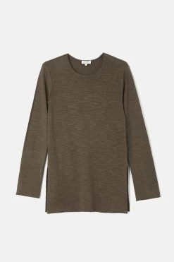 Jigsaw Brown Linen Cotton Crew Neck Jumper -Fashion Women D60 476s6