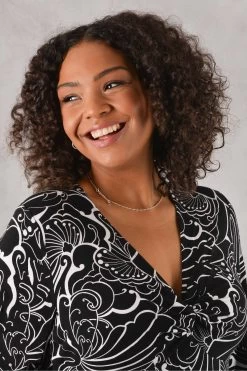 Live Unlimited Curve Linear Floral Print Knot Front White Jersey Midi Dress -Fashion Women D60755s3