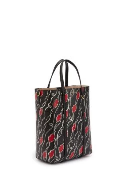 Lulu Guinness Large Pearly Lip Print Garbo Black Tote -Fashion Women D60817s3