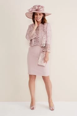 Phase Eight Pink Isabella Lace Dress -Fashion Women D61 100s3