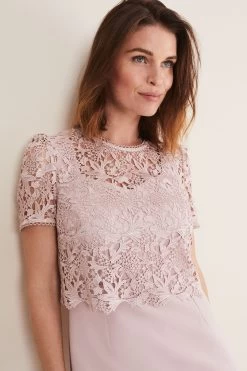 Phase Eight Pink Isabella Lace Dress -Fashion Women D61 100s4