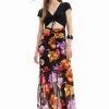 Desigual Sheer Flower Print Black Maxi Dress -Fashion Women D63982s