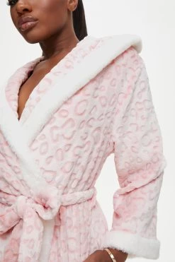 Ann Summers Pink Leopard Fluffy Robe -Fashion Women D65050s3