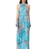 Adrianna Papell Floral Chiffon Tie Neck Gown -Fashion Women D67074s