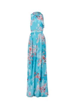 Adrianna Papell Floral Chiffon Tie Neck Gown -Fashion Women D67074s6