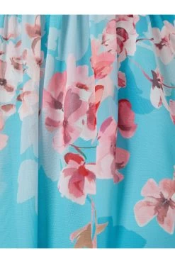 Adrianna Papell Floral Chiffon Tie Neck Gown -Fashion Women D67074s7