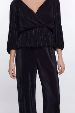 River Island Black Pull On Wide Leg Trousers -Fashion Women D67547s3