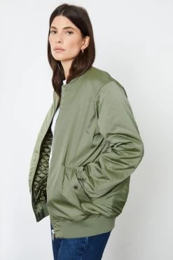 Another Sunday Green Oversized Bomber Jacket -Fashion Women D67593s3