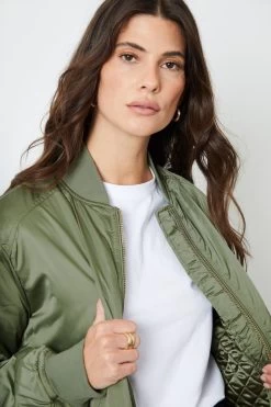 Another Sunday Green Oversized Bomber Jacket -Fashion Women D67593s4