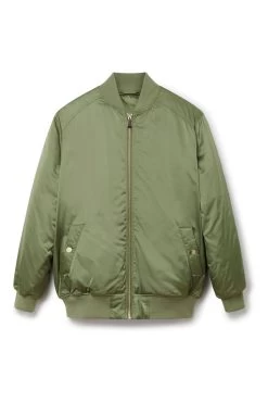 Another Sunday Green Oversized Bomber Jacket -Fashion Women D67593s5