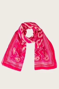 Monsoon Red Ikat Silk Beach Scarf