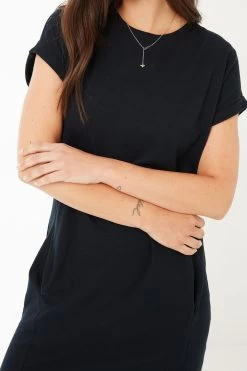 FatFace Iris Black Jersey Dress -Fashion Women D69774s3