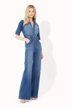 Donna Ida Cassandra Denim Flared Jumpsuit -Fashion Women D70662s5