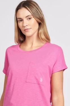 U.S. Polo Assn. Womens White Slub Wide Neck T-Shirt -Fashion Women D70870s4