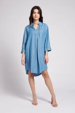 U.S. Polo Assn. Womens Blue Chambray Tunic Dress