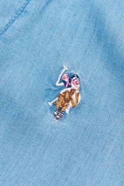 U.S. Polo Assn. Womens Blue Chambray Tunic Dress -Fashion Women D70899s5