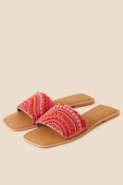 Accessorize Pink Bright Swirl Beaded Sliders