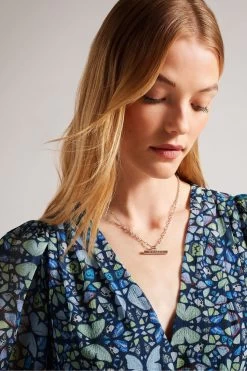 Ted Baker Blue Rohzan Tiered Swing Mini Dress -Fashion Women D73611s4