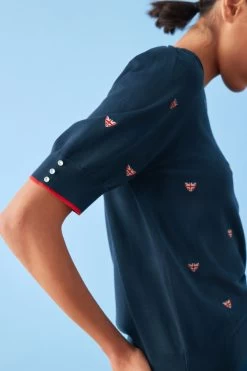 Next Coronation Gem Detail Short Sleeve Knit Top -Fashion Women D74 691s4