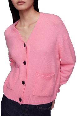 Whistles Pink Stella Pocket Cardigan -Fashion Women D74346s3