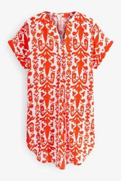 Next Linen Mix Kaftan Mini Dress -Fashion Women D75757s5