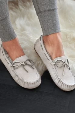 Pure Collection Grey Sheepskin Moccasins -Fashion Women D77491s2