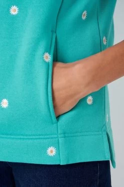 Crew Clothing Company Aqua Blue Colour Block Cotton Casual Hoodie -Fashion Women D78529s4