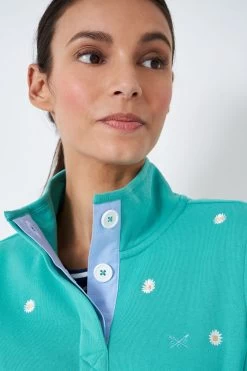 Crew Clothing Company Aqua Blue Colour Block Cotton Casual Hoodie -Fashion Women D78529s5