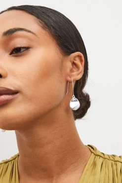 Next Silver Tone Teardrop Sparkle Pave Pull Through Earrings -Fashion Women D80542s2