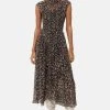 Jigsaw Brown Brushwork Crinkle Dress -Fashion Women D82 897s