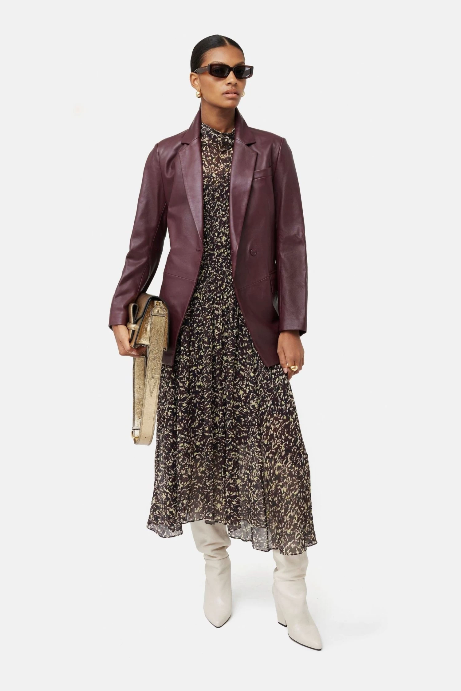 Jigsaw Brown Brushwork Crinkle Dress 5 Jigsaw Brown Brushwork Crinkle Dress - Image 3