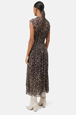 Jigsaw Brown Brushwork Crinkle Dress 12 Jigsaw Brown Brushwork Crinkle Dress -Fashion Women D82 897s4