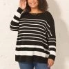 Live Unlimited Black Curve Stripe Jumper -Fashion Women D83460s