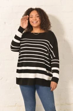 Live Unlimited Black Curve Stripe Jumper