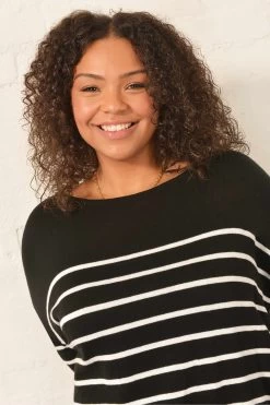 Live Unlimited Black Curve Stripe Jumper -Fashion Women D83460s5