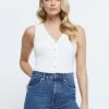 River Island Cream Button Through Vest