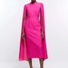 River Island Pink Chiffon Sleeve Bodycon Midi Dress -Fashion Women D84 089s