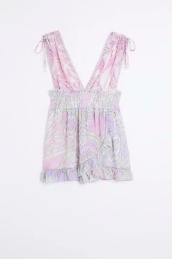 River Island Purple Plunge Mix Print Playsuit -Fashion Women D84123s5