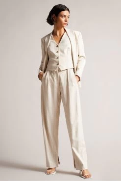 Ted Baker Cream Kllarat Tailored Barrel Leg Trousers -Fashion Women D87194s3