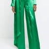 River Island Green Wrap Over Wide Leg Trousers 1 River Island Green Wrap Over Wide Leg Trousers -Fashion Women D87922s