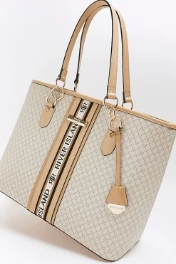 River Island Cream Monogram Web Shopper Bag -Fashion Women D87973s4